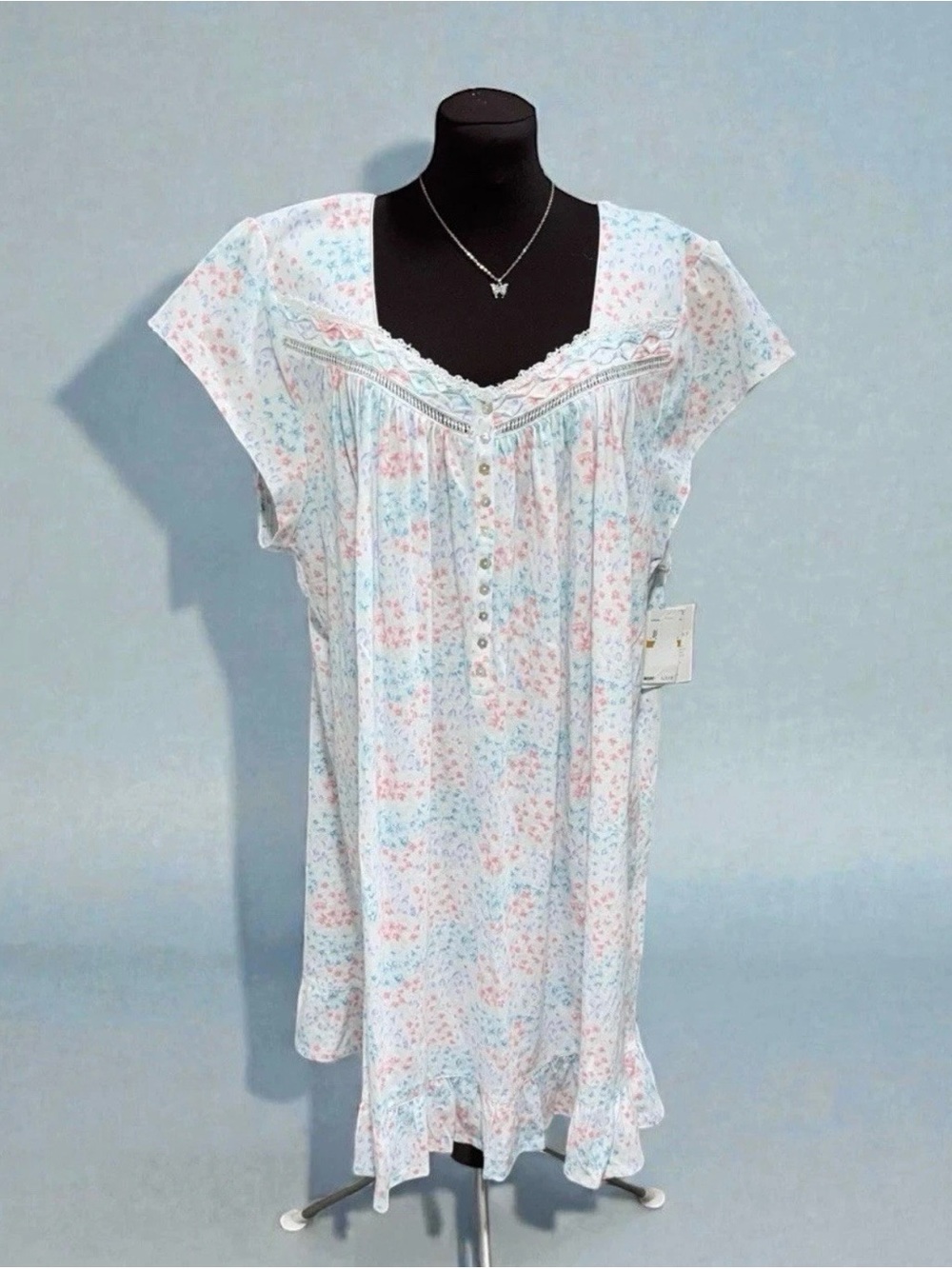 NWT Eileen West Womens 3X 100% Cotton Floral Short Nightgown Sleep Gown
